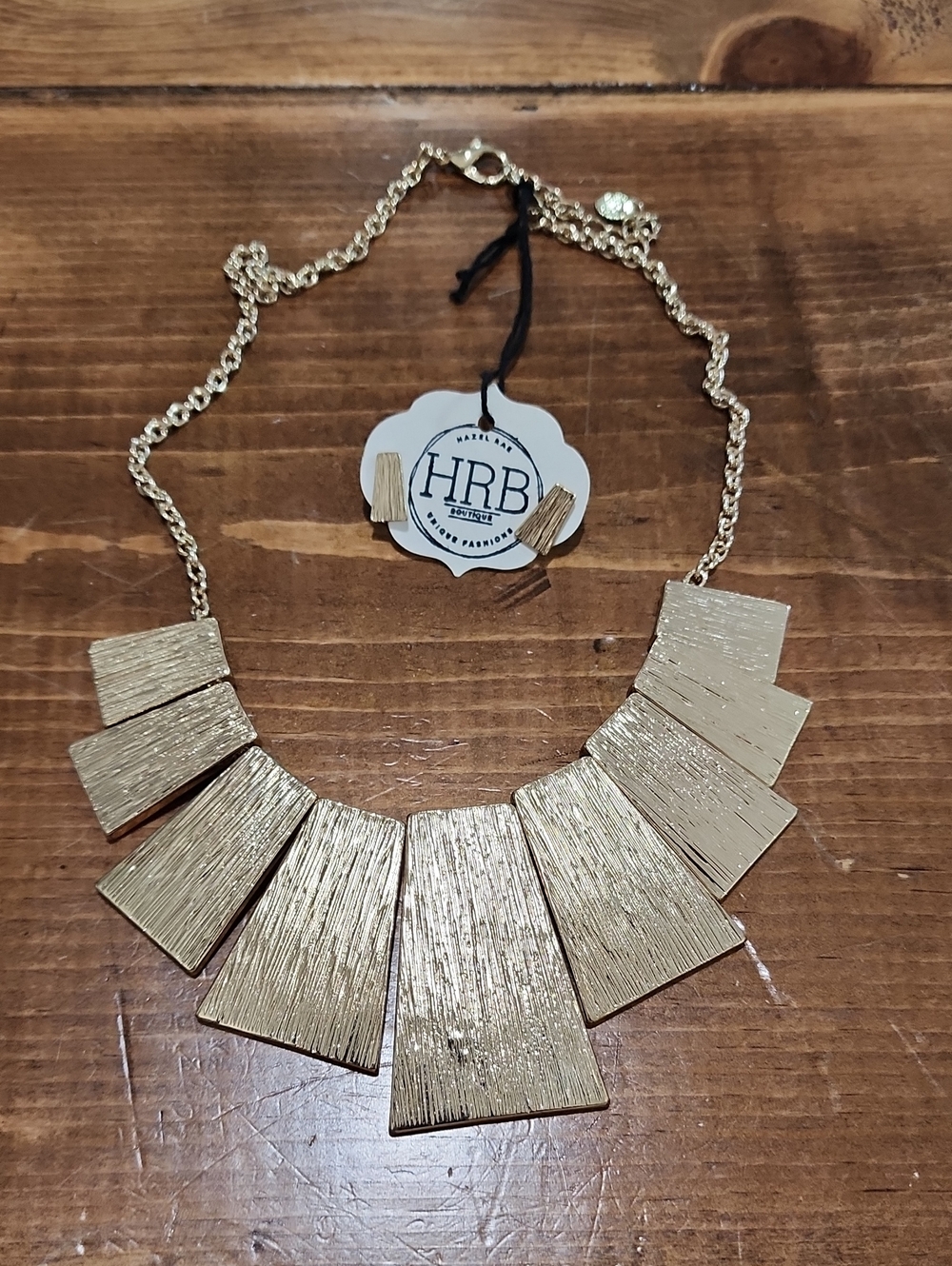 Gold Textured Statement Necklace